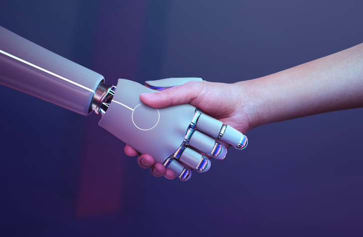 shaking hand with AI to boost ROI